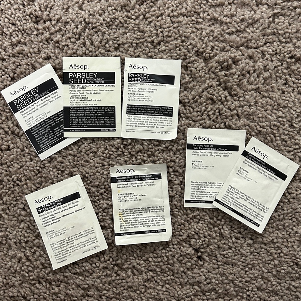 Aesop skincare samples